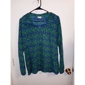 Columbia Glacial Fleece 1/4 Zip Jacket Pullover women's Size LG Green/Blue